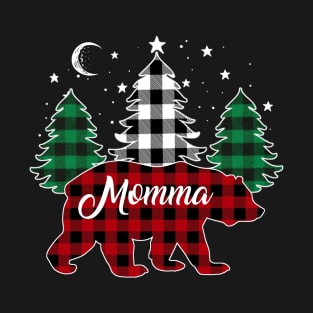 Momma Bear Buffalo Red Plaid Matching Family Christmas T-Shirt