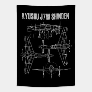 Kyushu J7W Shinden Blueprint Tapestry