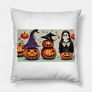 Trick or Treat with This Cartoon Character and Pumpkins Pillow