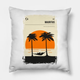 Mauritius Vintage Minimal Travel Poster Art Pillow