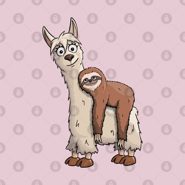 Cartoon Sloth Riding Llama by SkizzenMonster