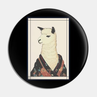 Alpaca with kimono japanese vintage Pin