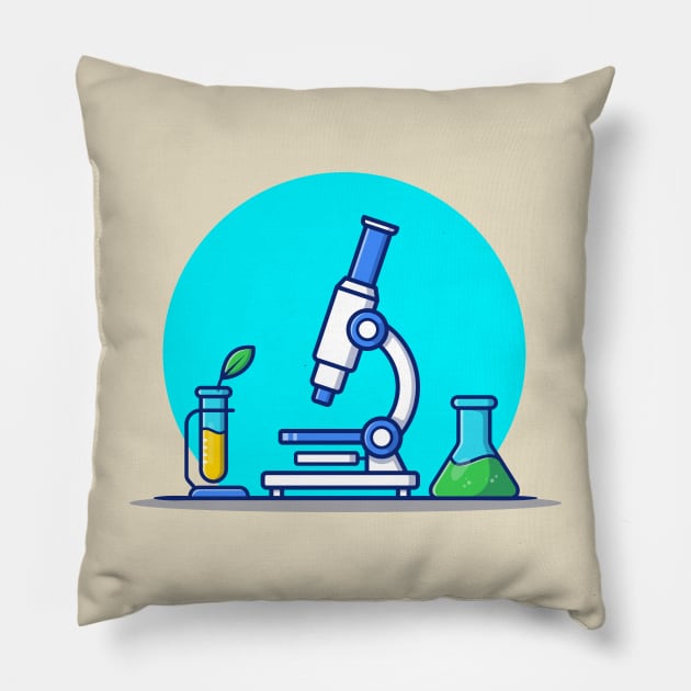 Microscope, Test Tube And Beaker Glass Pillow by Catalyst Labs