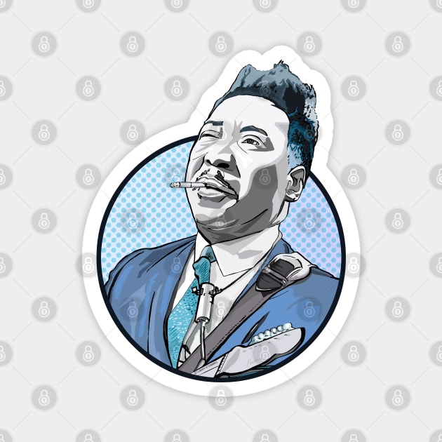 Muddy Waters in blue monochrome Magnet by FanboyMuseum