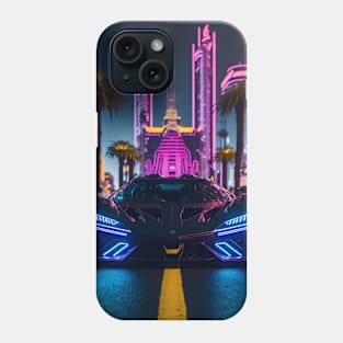 Dark Neon Sports Car in Beach Neon City Phone Case