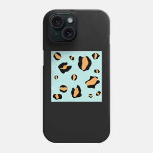 leopard print,mint color background Phone Case