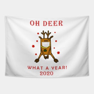 Funny Oh Deer What a Year Face Mask 2020 Christmas Holiday Design Tapestry