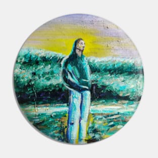 Sitting on a Rock painting Pin