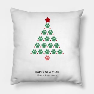 Made of green paw christmas tree Pillow