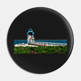 Brant Point Lighthouse Nantucket - Watercolor Effect Pin