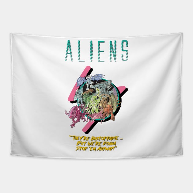 Aliens 35th Anniversary Commemorative Shirt Tapestry by Perfect Organism Podcast & Shoulder of Orion Podcast