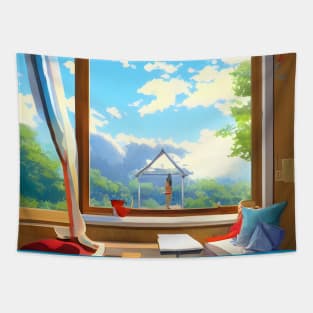 Dreamy Sky Tropical Vacation Chilling in Outer World Relax Day Tapestry