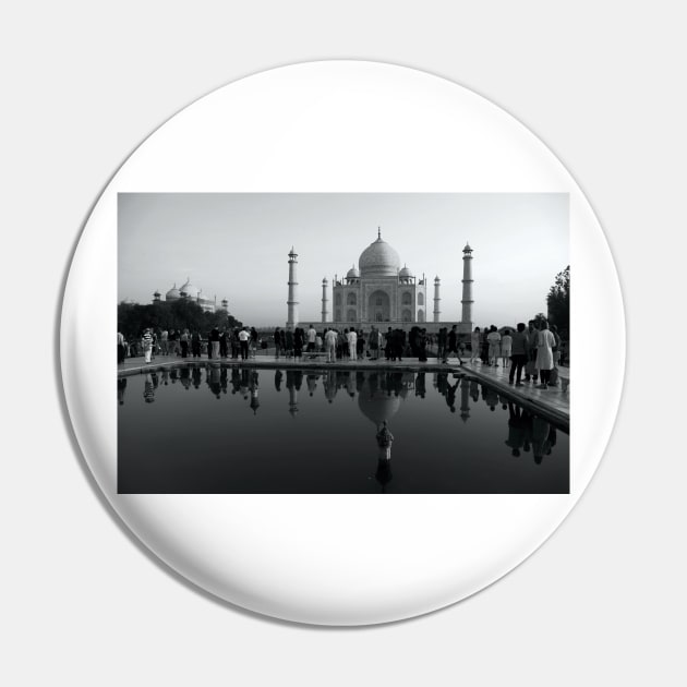 The Taj Mahal, Tourists and Reflections Pin by JohnDalkin