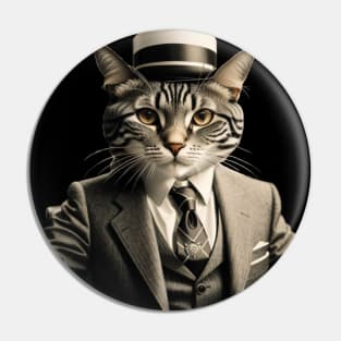 Vintage 1940s Mobster Cat Pin