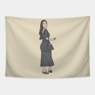 Black Dress Women Tapestry