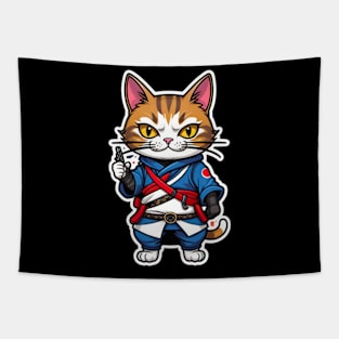 Cool cat assasin samurai Japan Tapestry