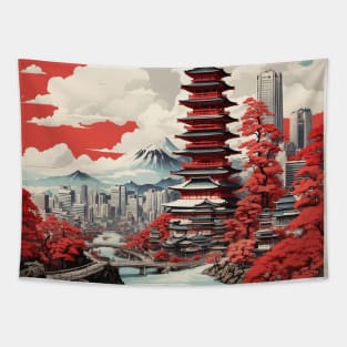 Osaka Japan Travel Vintage Tourism Poster Tapestry