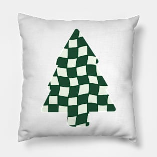 Abstract Checker Board Christmas Tree - Forest Green Pillow