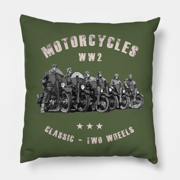 Classic vintage WW2 motorcycles Pillow by Jose Luiz Filho