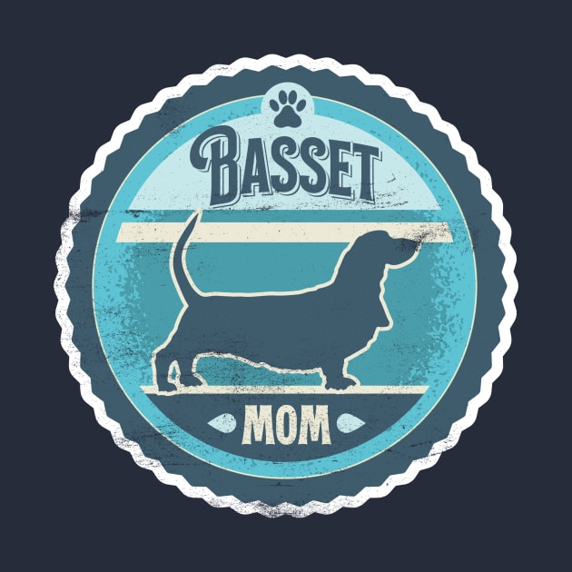 Basset Mom - Distressed Basset Hound Silhouette Design by DoggyStyles