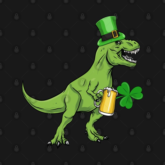 Dinosaur Tyrannosaurus Beer rex T rex Funny St Patrick's Day by Msafi