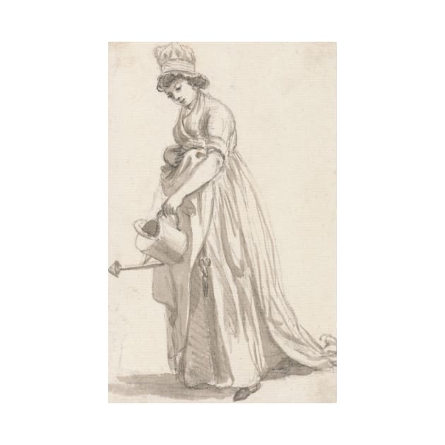 A Girl with a Watering Can facing left- Sarah Hough, Mrs. T.P. Sandby's Nursery Maid by Paul Sandby by Classic Art Stall