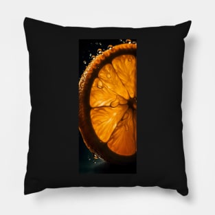 Orange Slice: Macro shot of a handpicked fresh orange Pillow