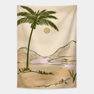 Sunset At The Nile River Vintage Landscape Tapestry