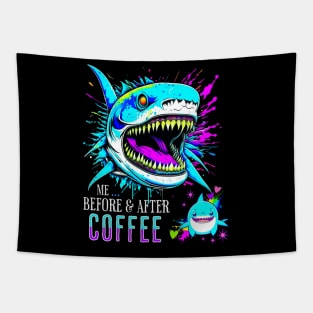 Before and after COFFEE! Tapestry