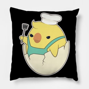 Chick as Cook with Chef's hat & Spatula Pillow