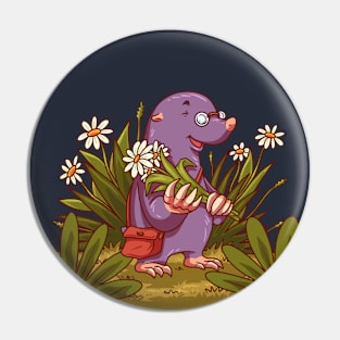 Mole Carrying Flower Pin