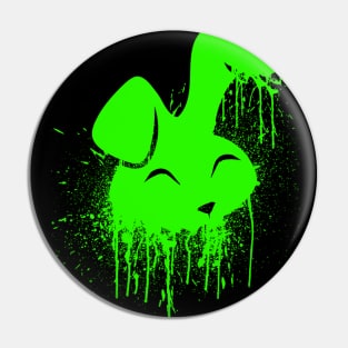 Hot Neon Green Spray Paint Cute Bunny Pin