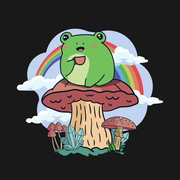 Disover Cottagecore Aesthetic Kawaii Frog Drinking Tea - Cottagecore - T-Shirt