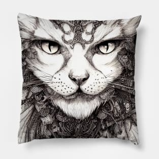 Cat Pet Wild Nature Illustration Line Epic Illustration Line Art Pillow