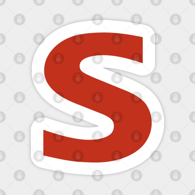 Letter s in Red Text Minimal Typography Magnet by ellenhenryart