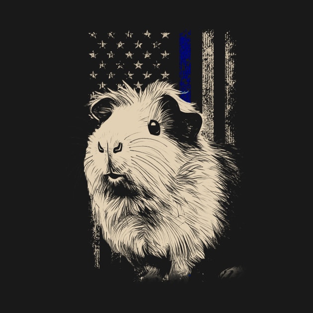 Fluffy American Flag Guinea Pig Love, Stylish Statement Tee by Gamma-Mage