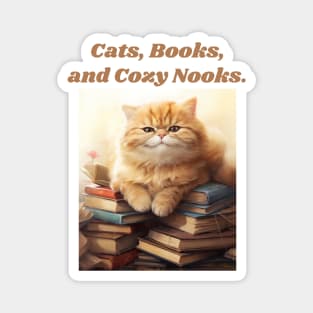 Cats, Books, and Cozy Nooks Magnet