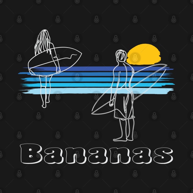 Bananas, Portugal Surfing Beach Surf Guy Girl by Surfer Dave Designs