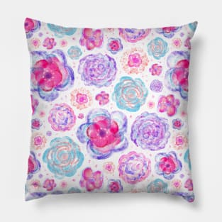 Pink and Purple Flowers Pattern Pillow