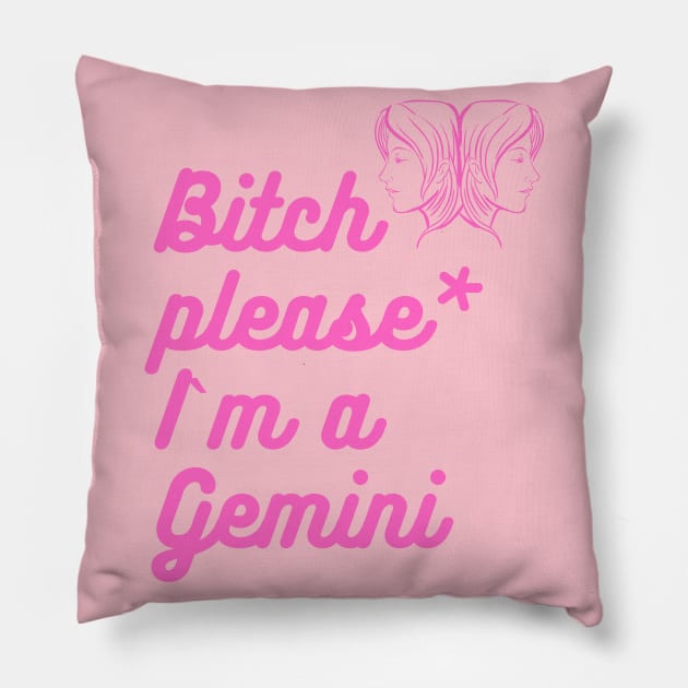 Gemini girl birthday gift - fun cool y2k for Gemini Pillow by Zoethopia