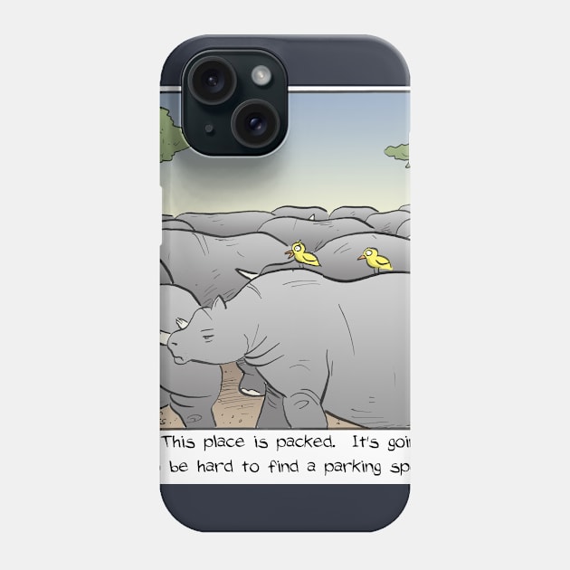 Bird Riding A Rhino Phone Case by cartoonistnate