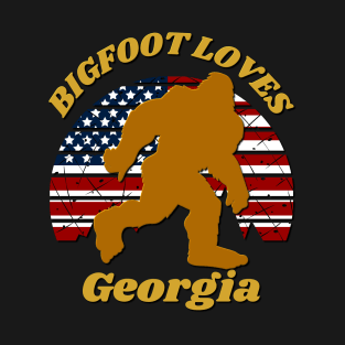 Bigfoot loves America and Georgia too T-Shirt