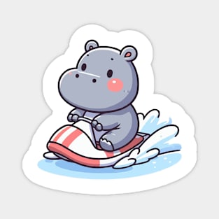 cute hippo jetskiing Magnet