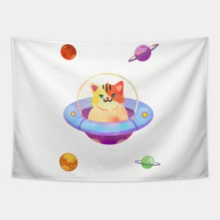 Space Cat Retro Lover Design Tapestry