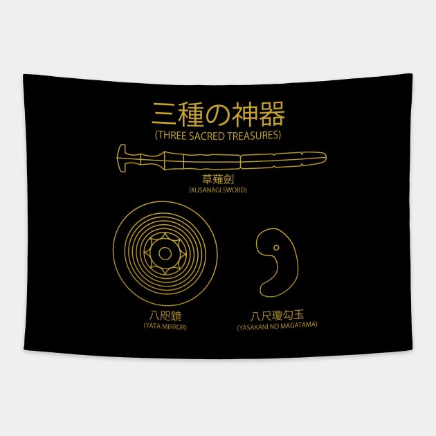 Three Sacred Treasures of Japan (Metallic Gold) Tapestry by inotyler