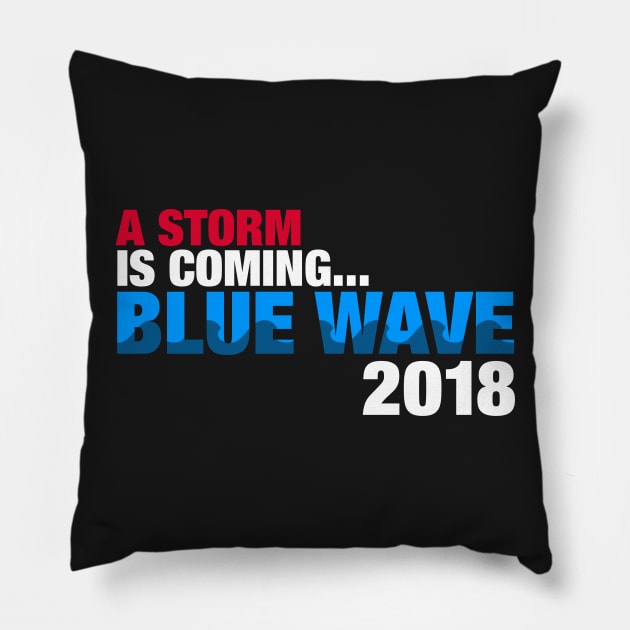 2018 Election Democrat Blue Wave Pillow by fishbiscuit