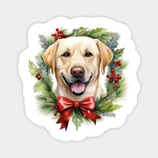 Christmas Labrador Retriever Dog Wreath Magnet