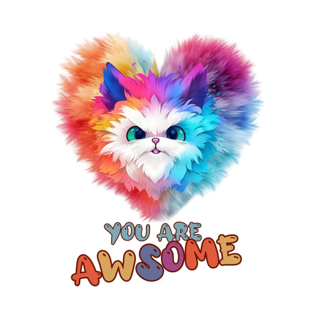 Fluffy: "You are awsome" collorful, cute, furry animals by HSH-Designing