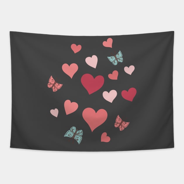 Valentines Butterflies Tapestry by SWON Design