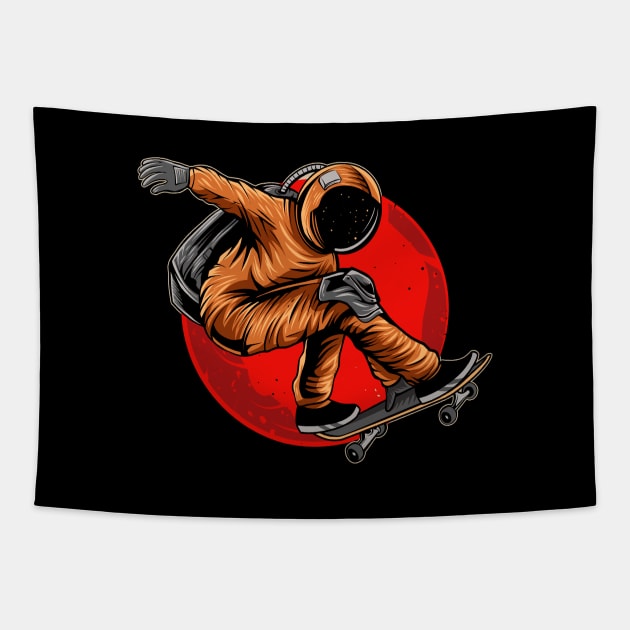 Astronaut Skateboarder Tapestry by TambuStore